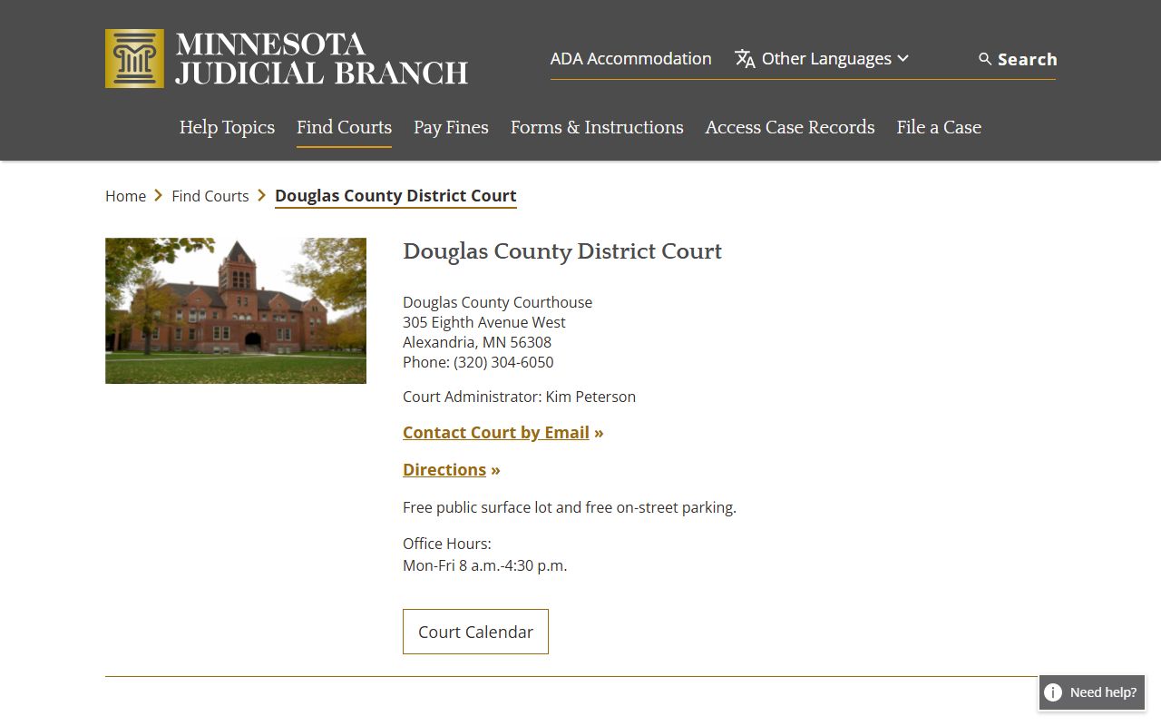 Douglas County District Court in Alexandria Minnesota