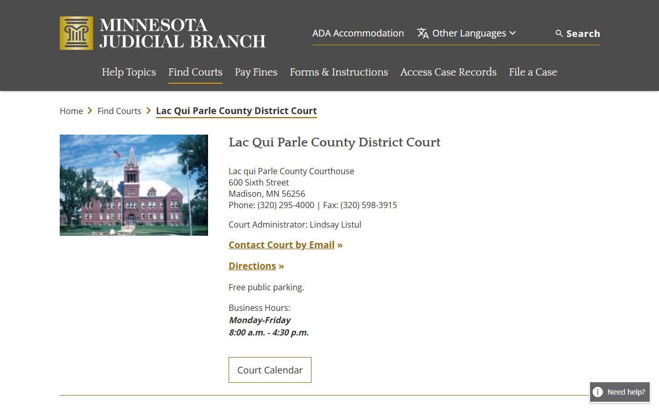 Lac qui Parle County District Court Madison Minnesota bankruptcy records
