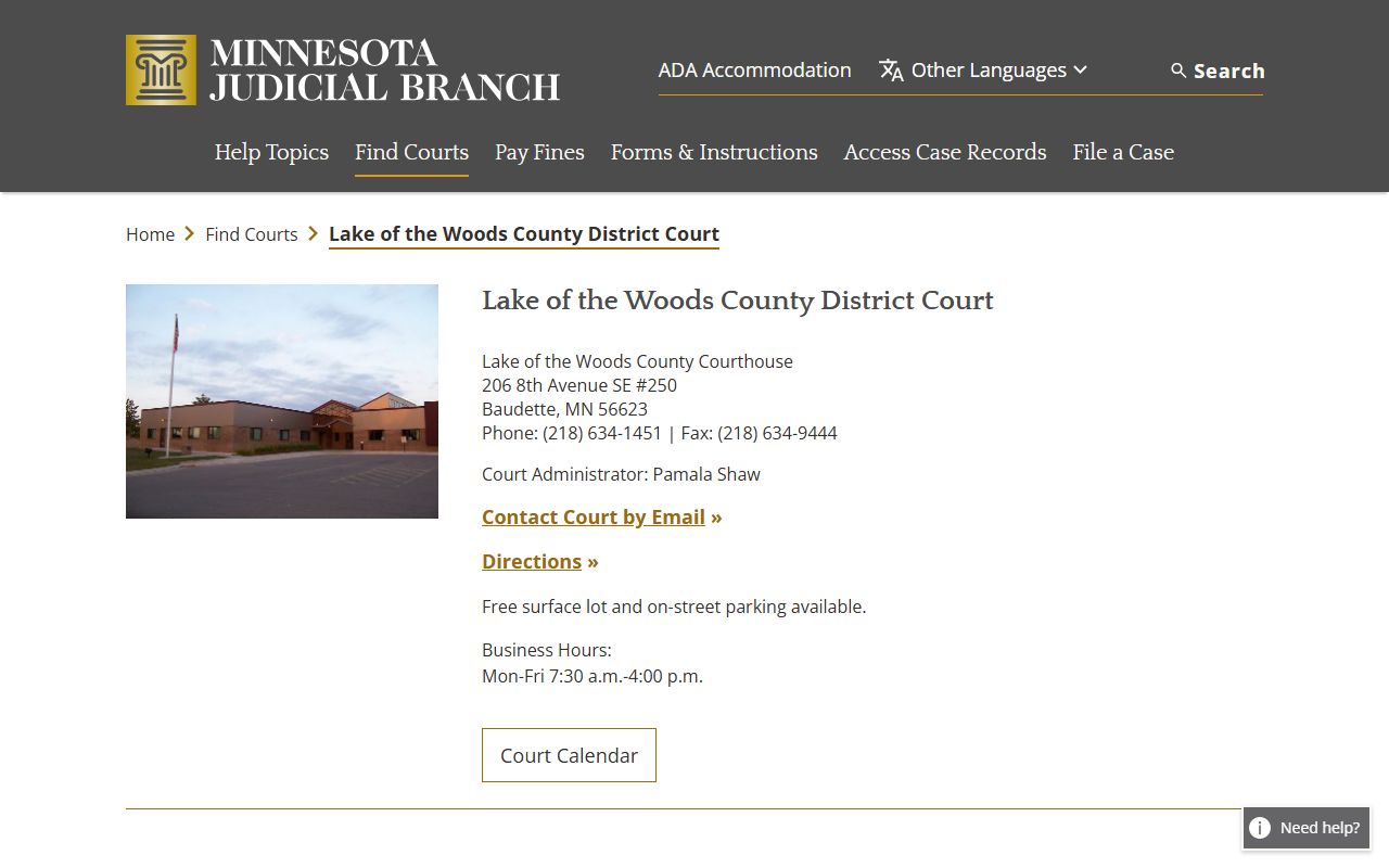 Lake of the Woods County District Court Baudette Minnesota bankruptcy records