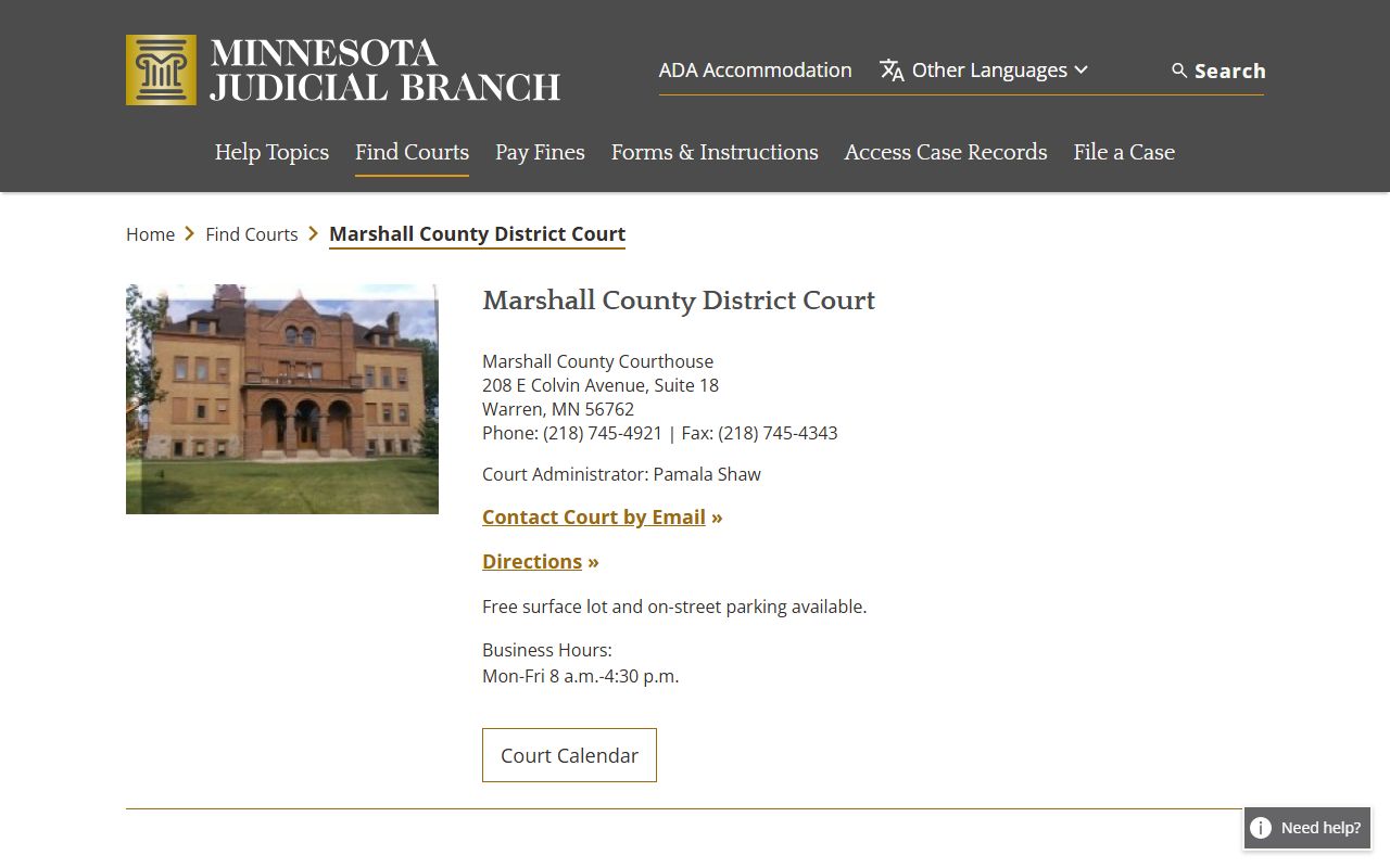 Marshall County District Court Warren Minnesota bankruptcy records