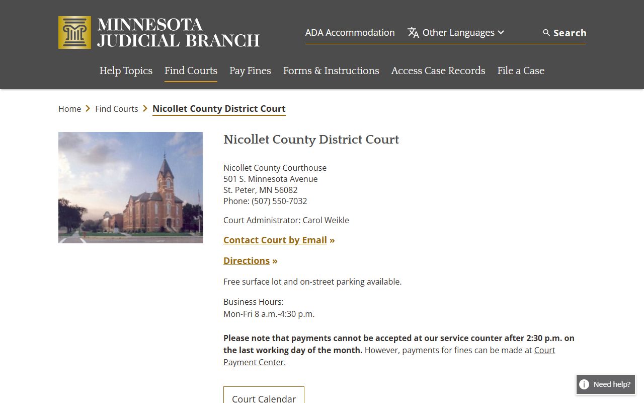 Nicollet County District Court Nicollet County bankruptcy records