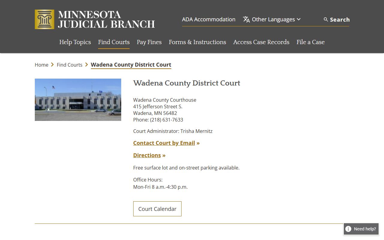 Wadena County District Court Wadena Minnesota bankruptcy records