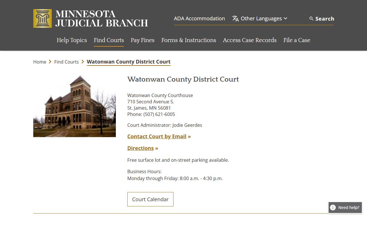 Watonwan County District Court St. James Minnesota bankruptcy records