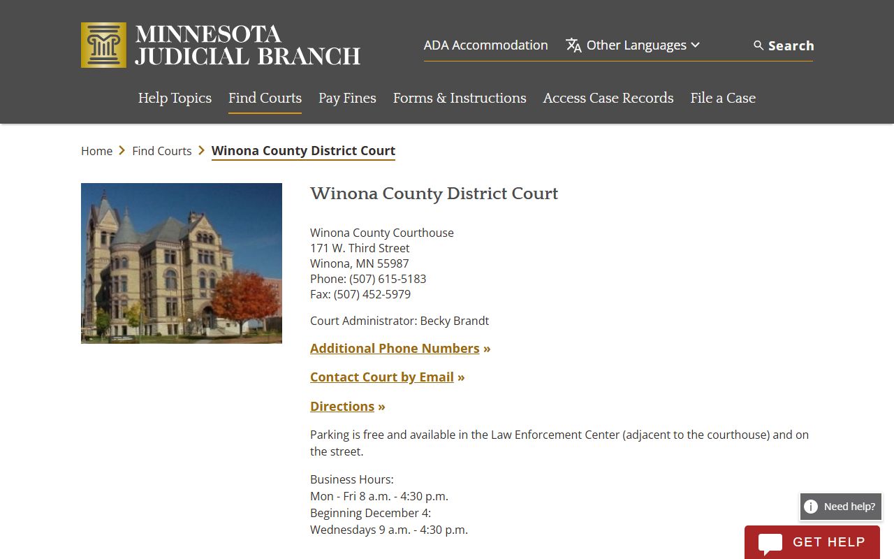Winona County District Court Winona Minnesota bankruptcy records